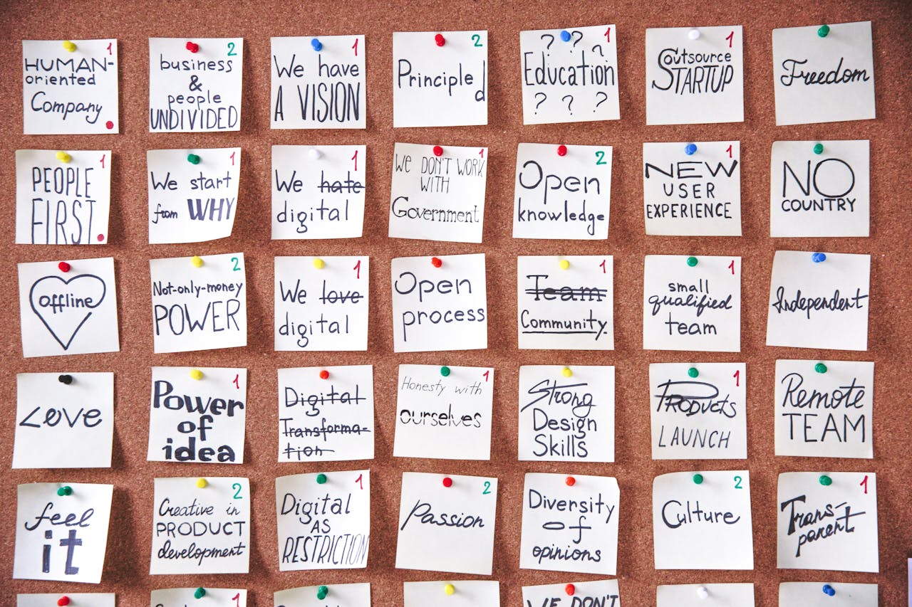 services-06 A corkboard with motivational sticky notes, ideal for planning and creativity.